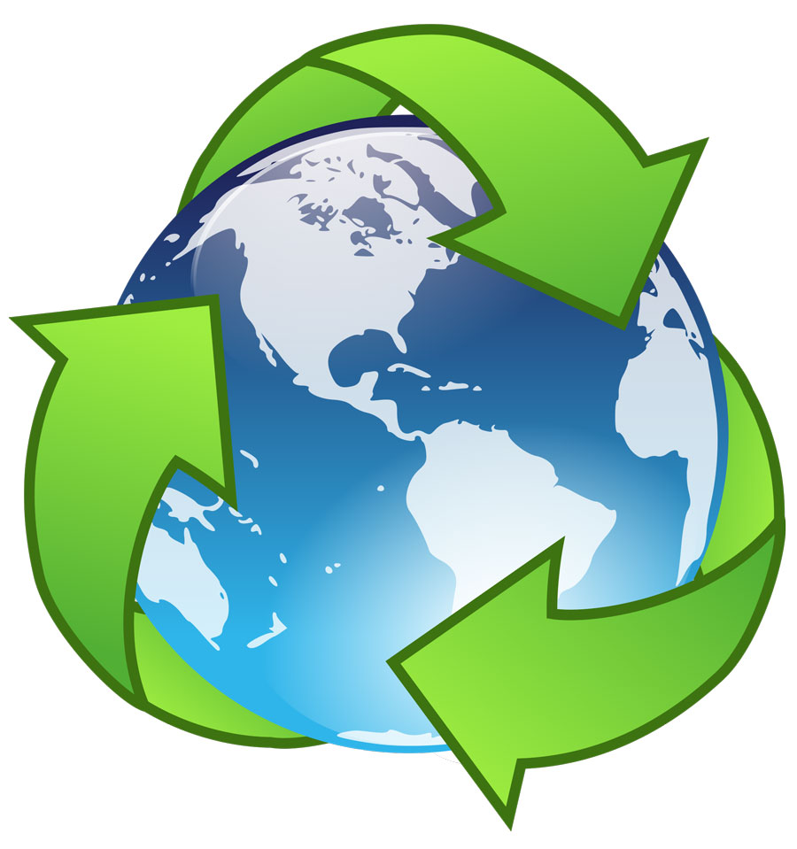 Visual of a recycling symbol encircling the Earth by Okon Recycling in Dallas
