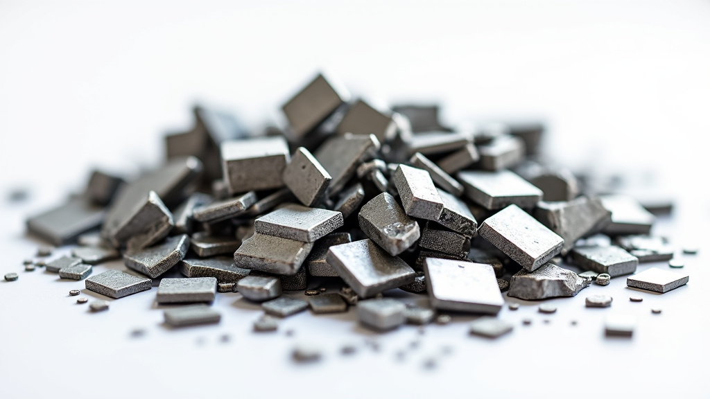 Close-up of shiny, polished titanium shavings arranged in a circular pattern on a white background.