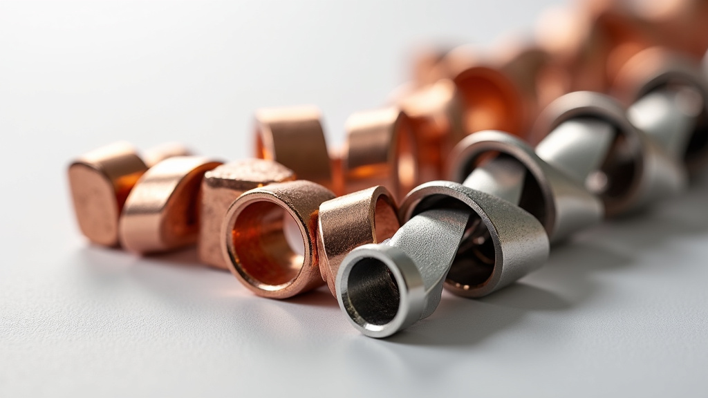 A close-up view of shiny recycled metal pieces arranged in a spiral pattern against a white background.