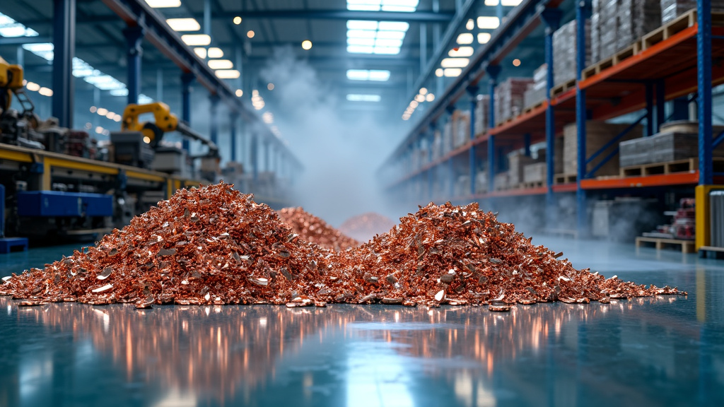 Interior shot of a recycling facility with sorted metals and advanced machinery