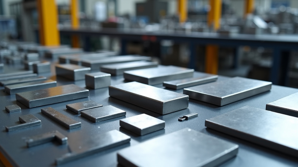 A close-up view of organized titanium metal scrap on a workbench.